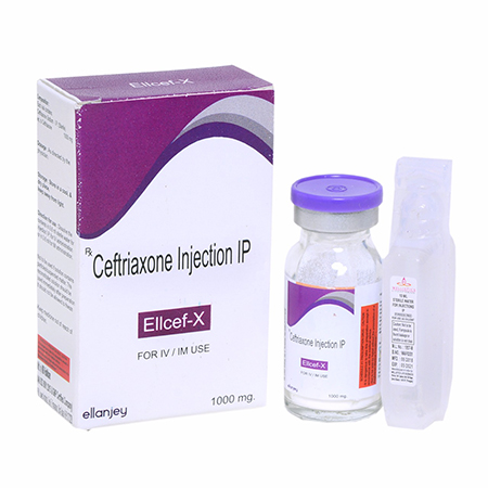 Product Name: Ellcef X, Compositions of Ellcef X are Ceftriaxone Injection IP - Ellanjey Lifesciences