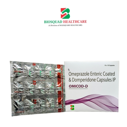 Product Name: OMICOD D, Compositions of Omeprazole Enteric Coated & Domperidone Capsules IP are Omeprazole Enteric Coated & Domperidone Capsules IP - Biosquad Healthcare