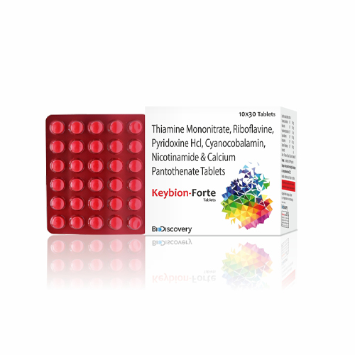 Product Name: Keybion Forte, Compositions of Keybion Forte are Thiamine Mononitrate, Riboflavine, Pyridoxine Hcl, Cyanocobalamin, Nicotinamide & Calcium Pantothenate Tablets - Biodiscovery Lifesciences Private Limited