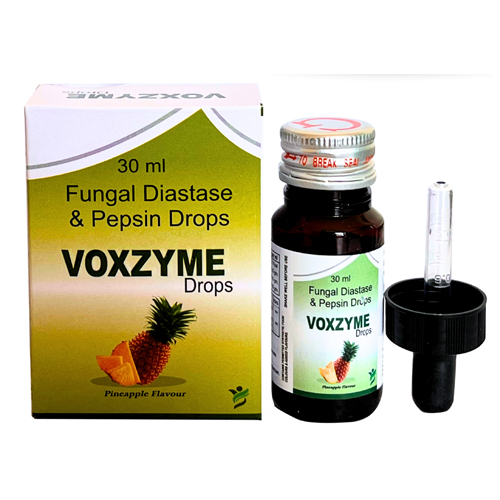 Product Name: VOXZYME, Compositions of are Fungal Diastase & Pepsin Drops - Glenvox Biotech Private Limited