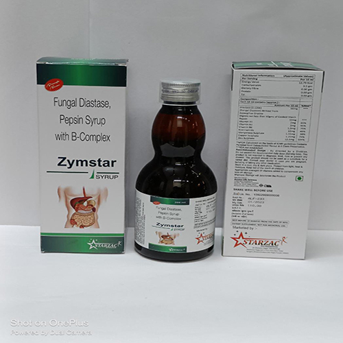 Product Name: Zymstar, Compositions of Zymstar are Fungal Diastase, Pepsin Syrup with B-Complex  - Starzac Formulations Private Limited