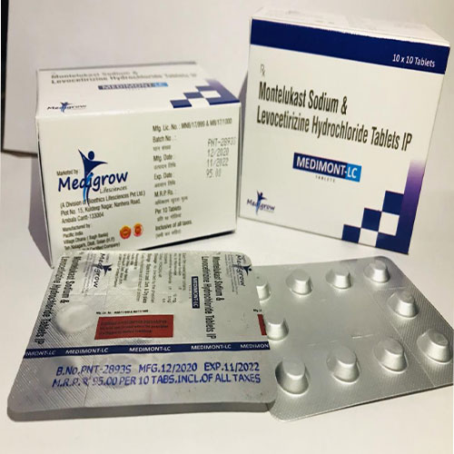 Product Name: Medimont LC, Compositions of Monteklukast 10mg+Levocetirizine 5mg are Monteklukast 10mg+Levocetirizine 5mg - MediGrow Lifesciences