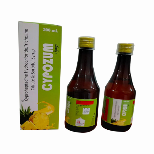 Product Name: CYPOZUM, Compositions of Cyproheptadine Hydrochloride,Tricholine Citrate and Sorbitol Syrup are Cyproheptadine Hydrochloride,Tricholine Citrate and Sorbitol Syrup - Access Life Science