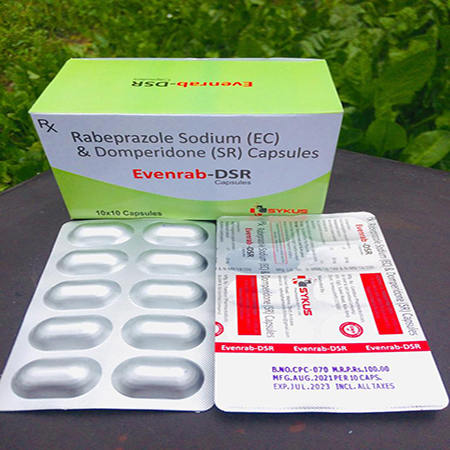 Product Name: Evenrab DSR, Compositions of Rabeprazole Sodium  and Domperidone Capsules. are Rabeprazole Sodium  and Domperidone Capsules. - Sykus Pharmaceuticals Private Limited