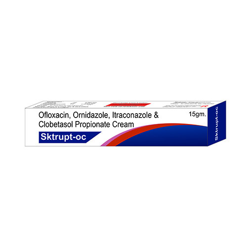 Product Name: Sktrupt OC, Compositions of Sktrupt OC are Ofloxacin,Ornidazole,Itraconazole & Clobetasol Propionate Cream - Biosky Remedies