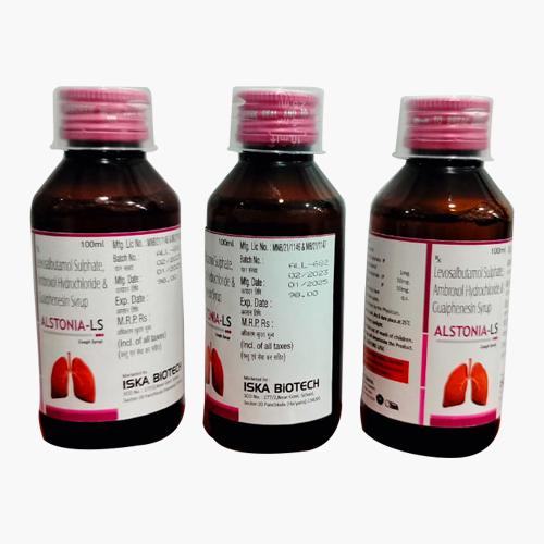 Product Name: ALSTONIA LS, Compositions of ALSTONIA LS are Levosalbutamol sulphate, Ambroxol Hydrochloride & Guaiphenesin Syrup - Access Life Science