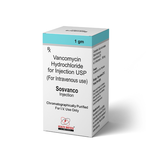 Product Name: SOSVANCO, Compositions of SOSVANCO are Vancomycin Hydrochloride for Injection USP - Health Biotech Limited