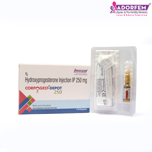 Product Name: CORPOGEST DEPOT 250, Compositions of Hydroxprogesterone Injection IP 250 mg are Hydroxprogesterone Injection IP 250 mg - Cheminnova Life Sciences