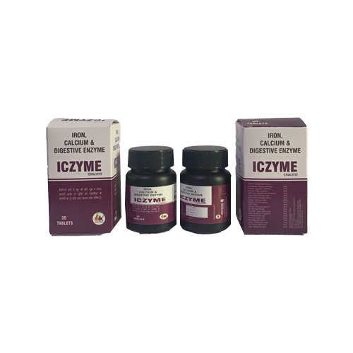 Product Name: ICZYME, Compositions of IRON, CALCIUM & DIGESTIVE ENZYME are IRON, CALCIUM & DIGESTIVE ENZYME - MK Healthcare