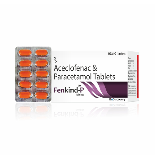 Product Name: Fenkind P, Compositions of Fenkind P are Aceclofenac & Paracetamol Tablets - Biodiscovery Lifesciences Private Limited