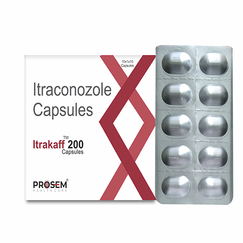 Product Name: Itrakaff 200, Compositions of Itraconozole Capsules are Itraconozole Capsules - Prosem Healthcare