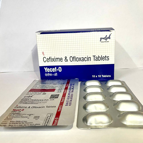 Product Name: Yecef O, Compositions of Cefixime & Ofloxacin Tablets are Cefixime & Ofloxacin Tablets - Guelph Healthcare Pvt. Ltd