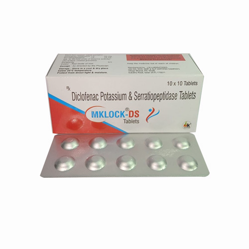 Product Name: MKLOCK DS, Compositions of MKLOCK DS are Diclofenac Potassium & Serratiopeptidase Tablets - MK Healthcare