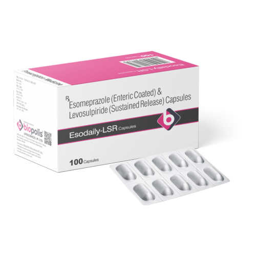 Product Name: ESODAILY LSR, Compositions of Esomeprazole (Enteric coated) & Levosulpiride (Sustained Release) Capsules are Esomeprazole (Enteric coated) & Levosulpiride (Sustained Release) Capsules - Biopolis Lifesciences Private Limited