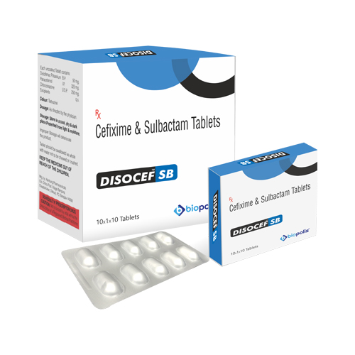 Product Name: DISOCEF SB, Compositions of DISOCEF SB are Cefixime & Sulbactam Tablets  - Biopolis Lifesciences Private Limited