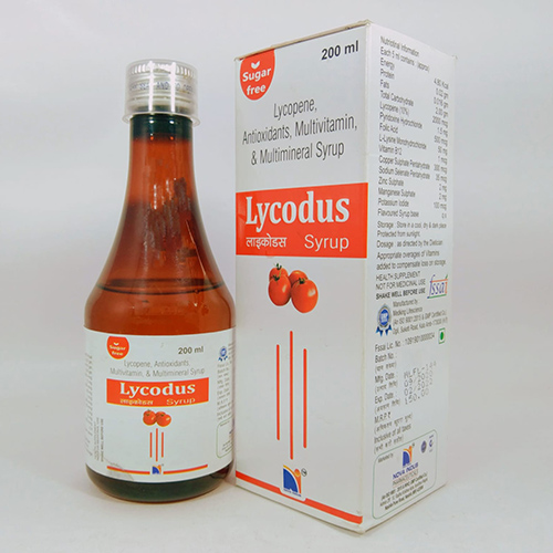 Product Name: Lycodus, Compositions of are Lycopene,Antioxidant,Multivitamin & Multimineral Syrup - Nova Indus Pharmaceuticals