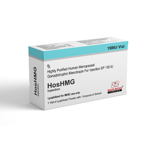 Product Name: HosHMG Injection, Compositions of HosHMG Injection are Highly Purified Human Menopausal Gonadotrophin Menotropin For injection BP 150 IU - Health Biotech Limited