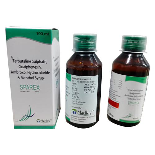 Product Name: SPAREX, Compositions of SPAREX are Terbutaline sulphate Guaiphensin Ambroxol Hydrochloride & Menthol Syrup - Access Life Science