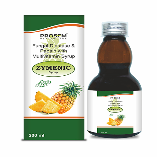 Product Name: ZYMENIC, Compositions of ZYMENIC are Fungal Diastase & Papain With Multivitamin Syrup - Prosem Healthcare