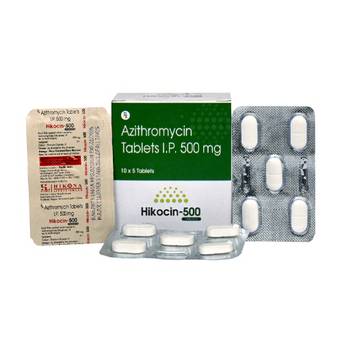 Product Name: Hikocin 500, Compositions of Hikocin 500 are Azithromycin Tablets I.P. 500 mg - Hikona Lifesciences