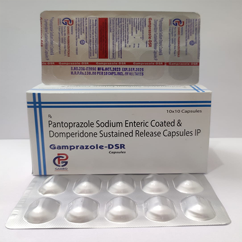 Product Name: Gamprazole DSR, Compositions of Gamprazole DSR are Pantoprazole Sodium Enteric Coated & Domperidone Sustained Release Capsules IP  - Gamro Pharmaceuticals