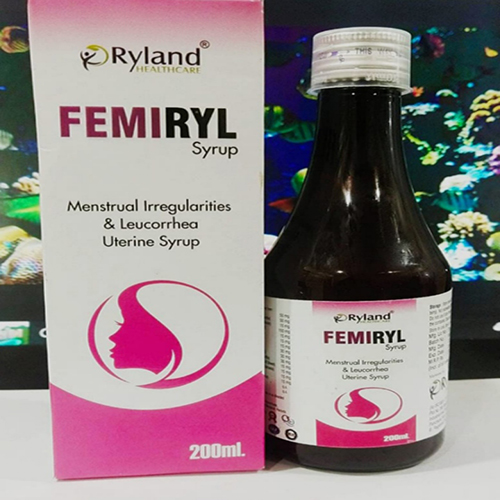 Product Name: Femiryl , Compositions of Menstrual Irregularities & Leucorrhea Uterine Syrup are Menstrual Irregularities & Leucorrhea Uterine Syrup - Ryland Health Care