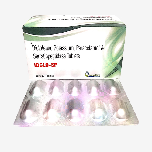 Product Name: IDCOL SP, Compositions of IDCOL SP are Diclofenac Potassium, Paracetamol & Serratiopeptidase Tablets - Insta Care Lifesciences