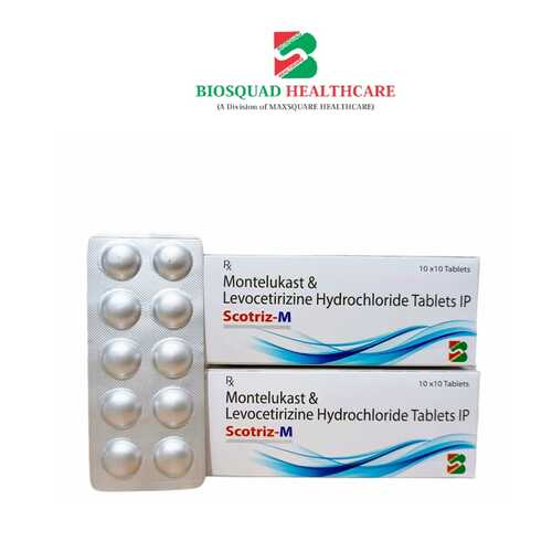 Product Name: SCOTRIZ M, Compositions of SCOTRIZ M are Montelukast & Levocetirizine Hydrochloride Tablets IP - Biosquad Healthcare