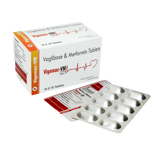 Product Name: Vigomac VM, Compositions of Vigomac VM are Voglibose & Metformin Tablets - MK Healthcare