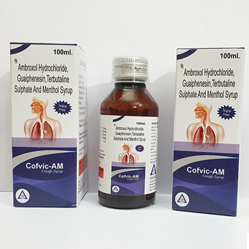 Product Name: Cofvic AM, Compositions of Cofvic AM are Amrol Hydrochloride Guaiphensin Terbutaline Sulphate And Menthol Syrup - Avico Healthcare Pvt Ltd