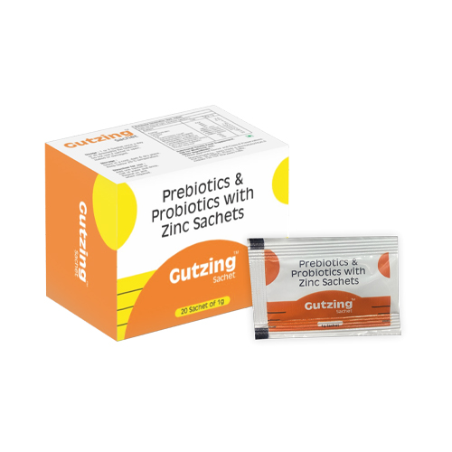 Product Name: GUTZING, Compositions of Prebiotics & Probiotics With Zinc Sachets  are Prebiotics & Probiotics With Zinc Sachets  - Biopolis Lifesciences Private Limited