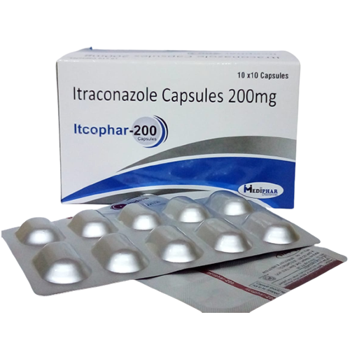 Product Name: Itcophar 200, Compositions of Itraconazole Capsules 200 mg are Itraconazole Capsules 200 mg - Mediphar Lifesciences Private Limited