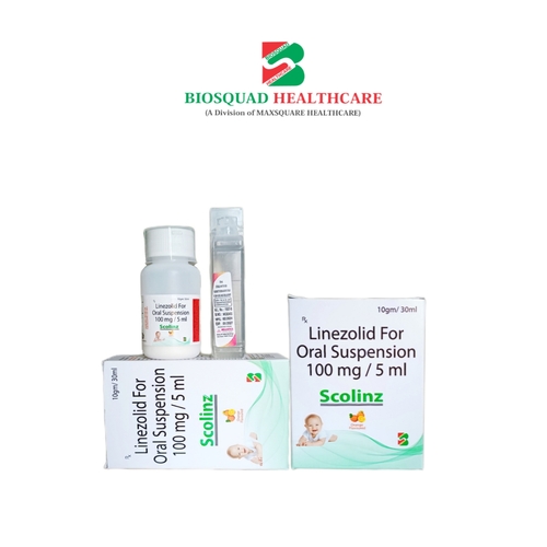 Product Name: SCOLINZ, Compositions of Linezolid For Oral Suspension 100mg/5ml are Linezolid For Oral Suspension 100mg/5ml - Biosquad Healthcare