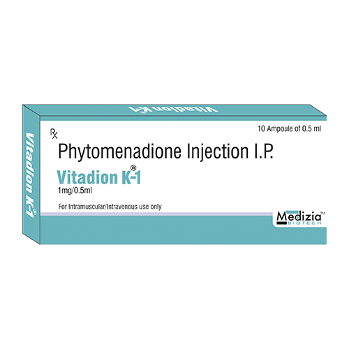 Product Name: Vitadion K 1, Compositions of Phytomenadione Injection I.P.  are Phytomenadione Injection I.P.  - Medizia Biotech