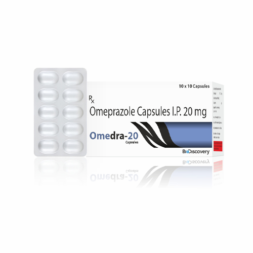 Product Name: Omedra 20, Compositions of Omedra 20 are Omeprazole Capsules I.P. 20 mg - Biodiscovery Lifesciences Private Limited