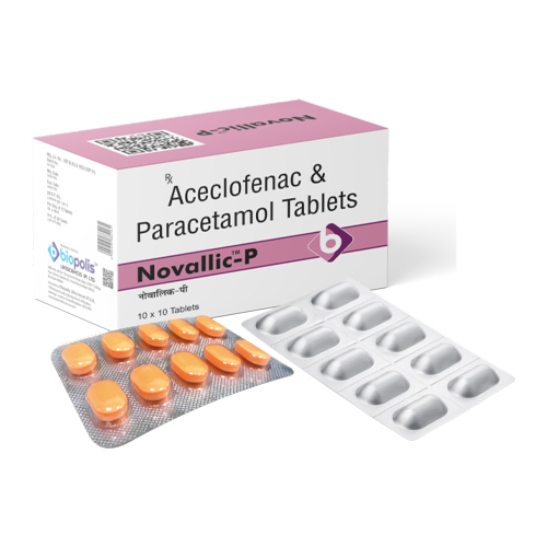 Product Name: NOVALLIC P, Compositions of NOVALLIC P are Aceclofenac & Paracetamol Tablets  - Biopolis Lifesciences Private Limited