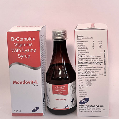 Product Name: Mondovit L, Compositions of B Complex Vitamins with Lysine are B Complex Vitamins with Lysine - Mondove Biotech Pvt Ltd