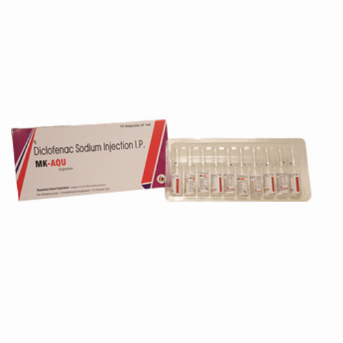 Product Name: MK AQU, Compositions of Diclofenac Sodium Injection I.P. are Diclofenac Sodium Injection I.P. - MK Healthcare