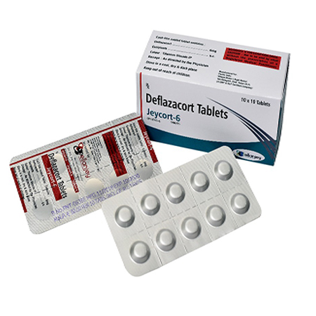 Product Name: Jeycort 6, Compositions of Jeycort 6 are Deflazacort Tablets - Ellanjey Lifesciences