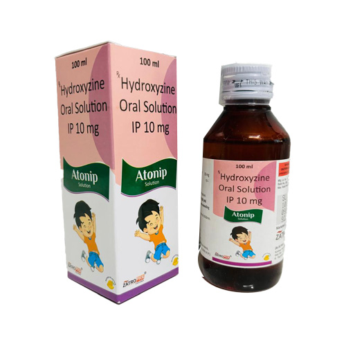 Product Name: Atonip, Compositions of Atonip are Hydroxyzine Oral Solution IP 10 mg - Zatropha Pharma