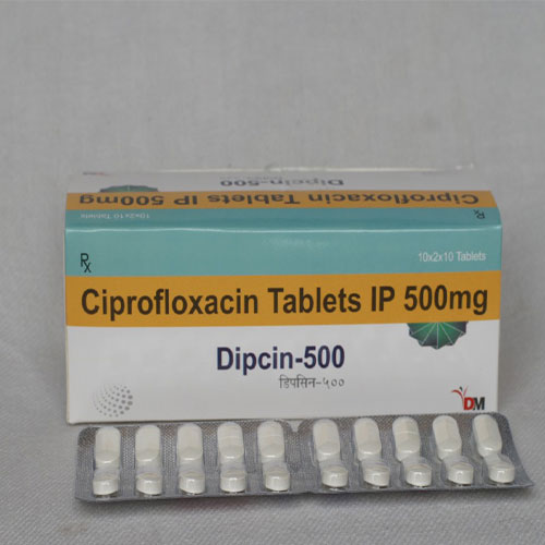 Product Name: Dipcin 500, Compositions of Ciprofloxacin are Ciprofloxacin - DM Pharma