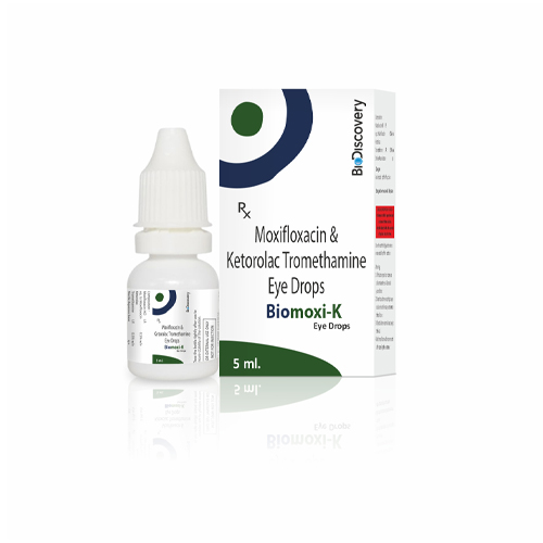 Product Name: Biomoxi K, Compositions of Biomoxi K are Moxifloxacin & Ketorolac Tromethamine Eye Drops - Biodiscovery Lifesciences Private Limited