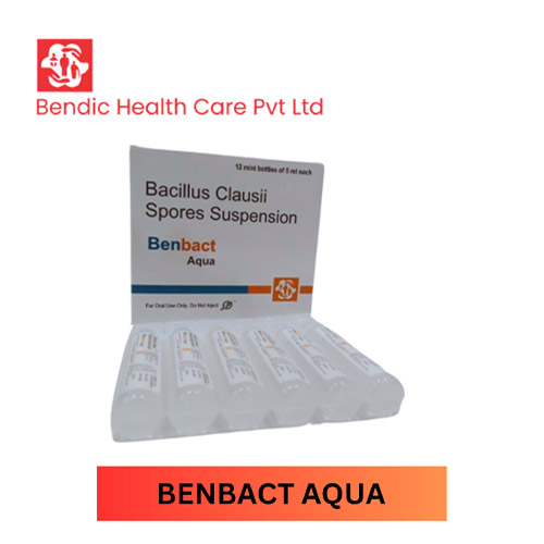 Product Name: BENBACT AQUA, Compositions of BENBACT AQUA are Bacillus Clausii Spores Suspension - Bendic Healthcare Private Limited