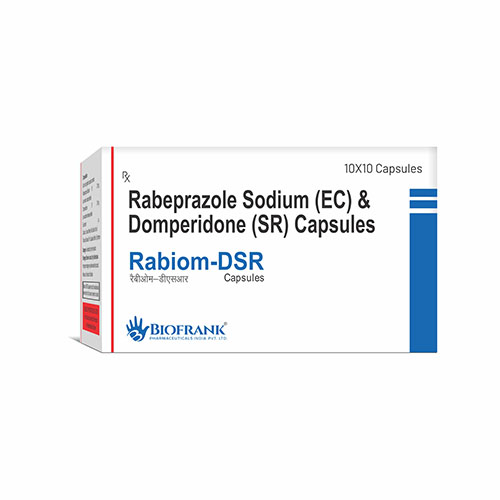 Product Name: Rabiom DSR, Compositions of Rabiom DSR are Rabeprazople Sodium (EC) & Domperidone (SR) Capsules - Biofrank Pharmaceuticals India Private Limited