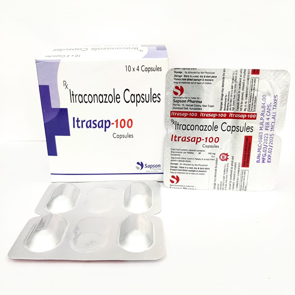 Product Name: Itrasap 100, Compositions of Itrasap 100 are Itraconazole Capsules - Sapson Pharma