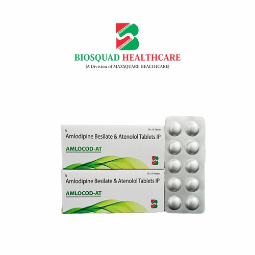 Product Name: AMLOCOD AT, Compositions of AMLOCOD AT are Amlodipine Besilate & Atenolol Tablets IP - Biosquad Healthcare