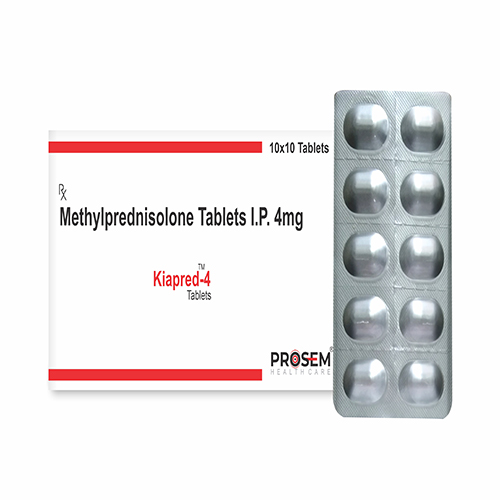 Product Name: Kiapred 4, Compositions of Kiapred 4 are Methylprednisolone Tablets I.P. 4mg - Prosem Healthcare