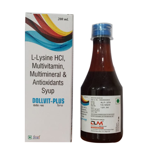 Product Name: DOLLVIT PLUS, Compositions of DOLLVIT PLUS are L-Lysine HCI Multivitamin, Multimineral & Antioxidants Syrup - Access Life Science