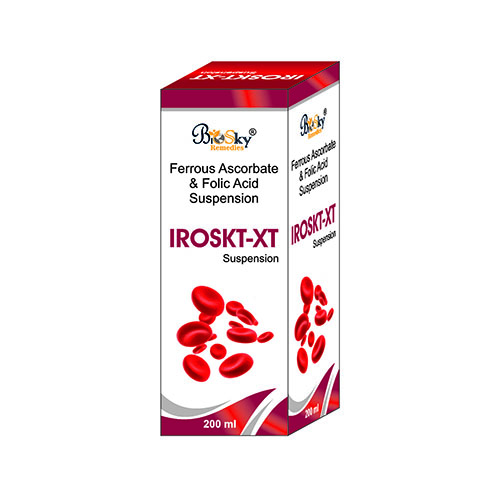 Product Name: Iroskt XT, Compositions of Iroskt XT are Ferrous Ascorbate & Folic Acid Suspension - Biosky Remedies