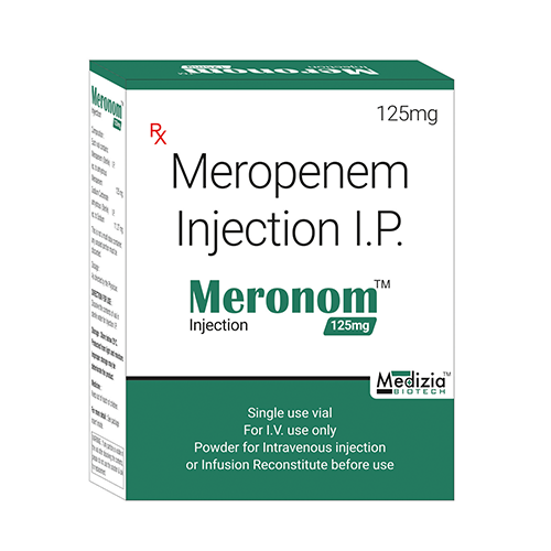 Product Name: Meronom, Compositions of Meropenem Injection I.P. are Meropenem Injection I.P. - Medizia Biotech